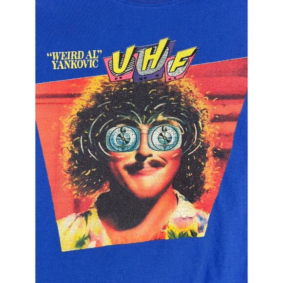 Vintage Weird Al UHF T Shirt Printed Blue Short Sleeve Small Y2K 1980s 1990s - Picture 3 of 6